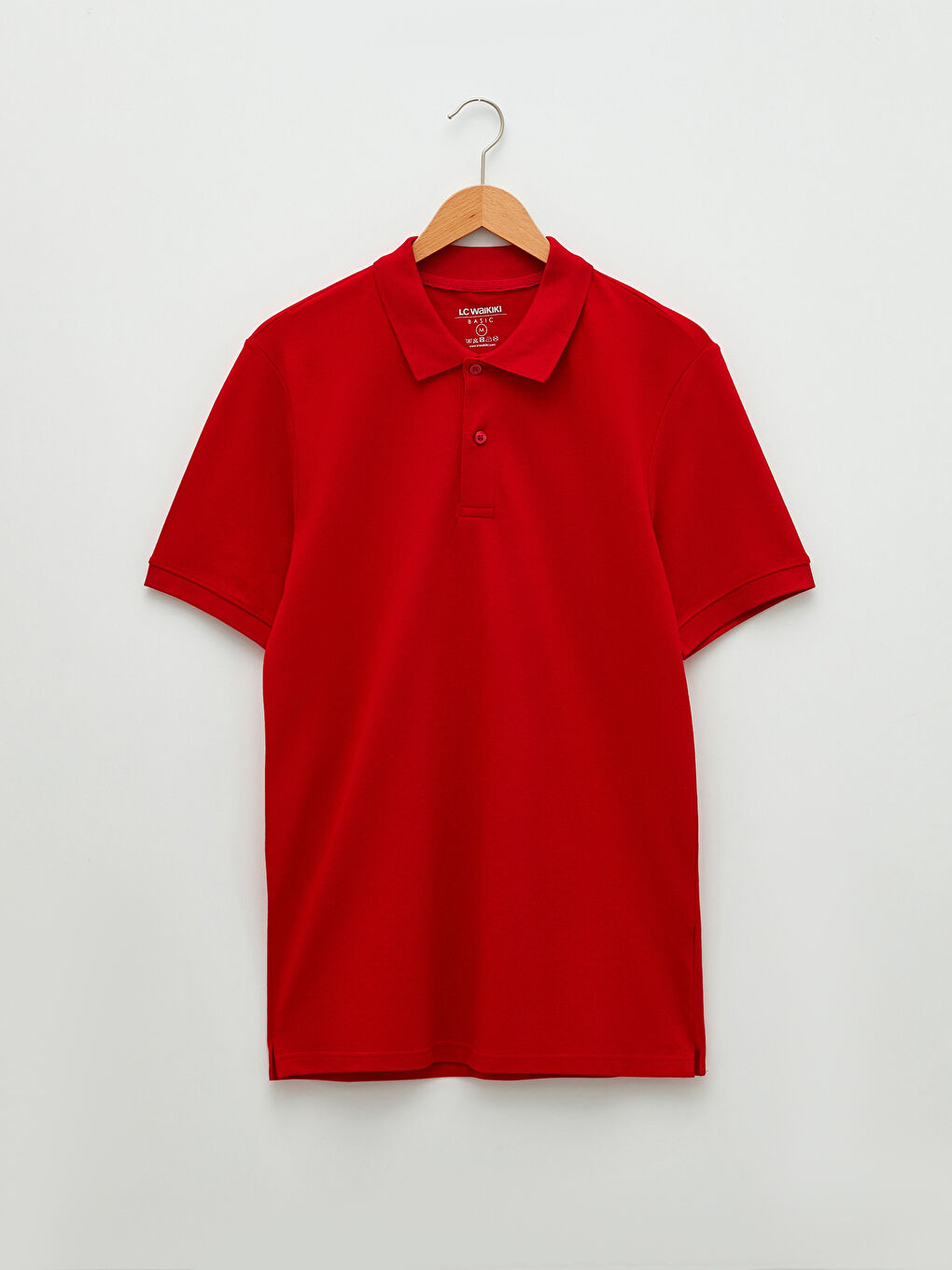 Kırmızı Polo Yaka Kısa Kollu Basic Pike Erkek Tişört-5