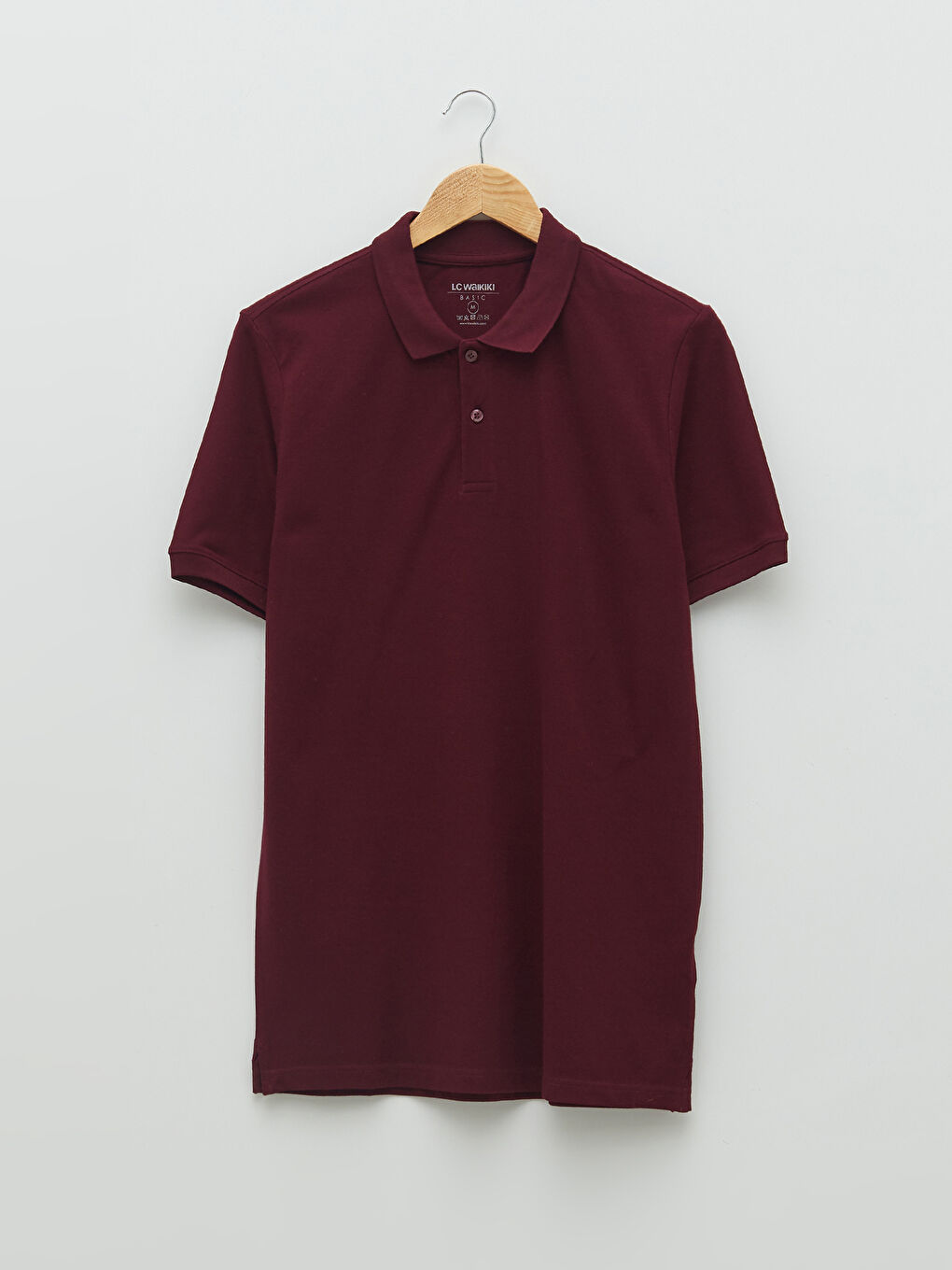 Bordo Polo Yaka Kısa Kollu Basic Pike Erkek Tişört-5