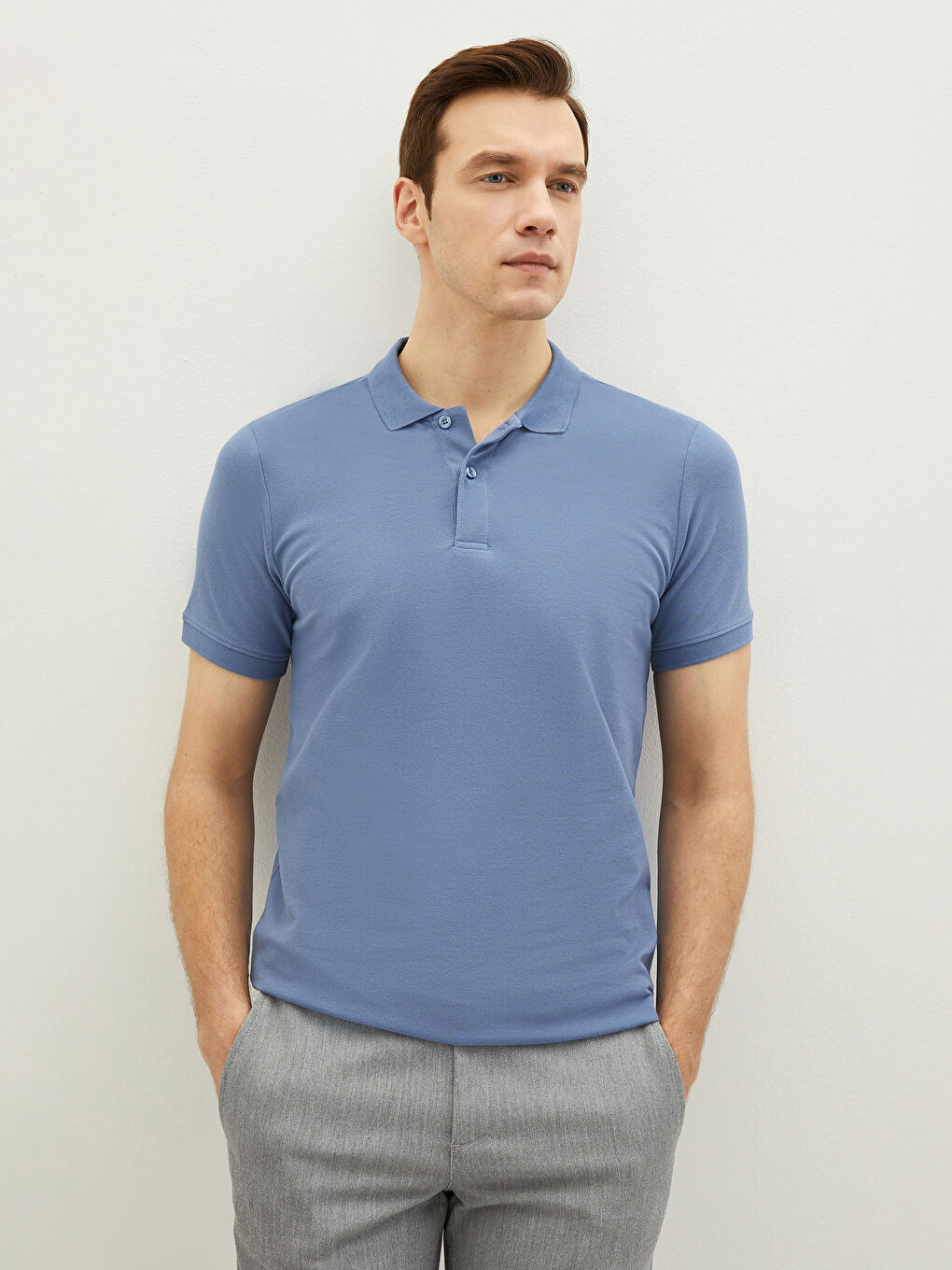 Polo Neck Short Sleeve Basic Piqué Men's T-Shirt-1