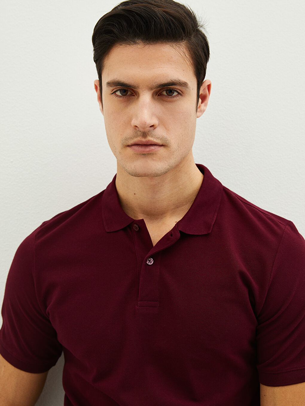 Bordo Polo Yaka Kısa Kollu Basic Pike Erkek Tişört