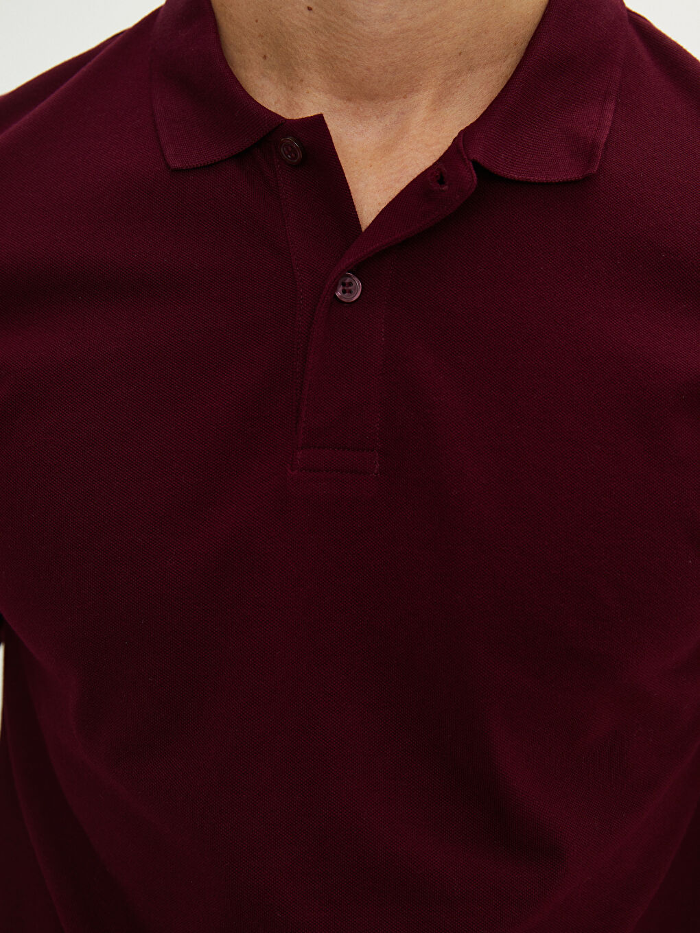 Bordo Polo Yaka Kısa Kollu Basic Pike Erkek Tişört-3