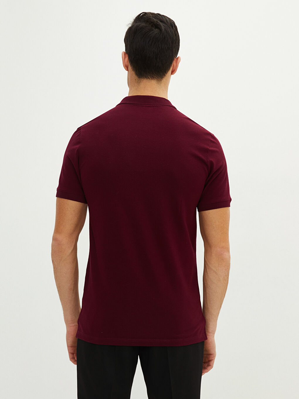Bordo Polo Yaka Kısa Kollu Basic Pike Erkek Tişört-4