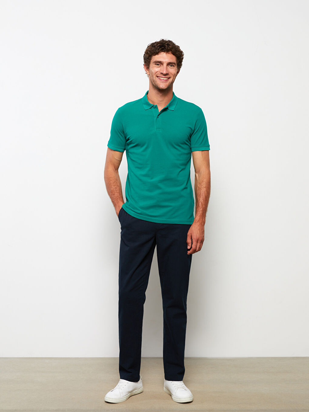 T-shirt Basique à Manches Courtes Col Polo en Piqué pour Hommes