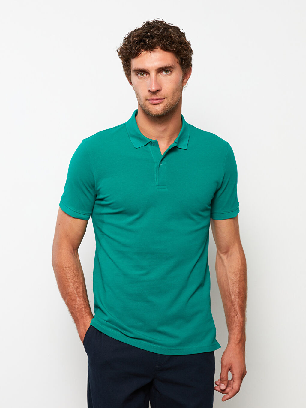 T-shirt Basique à Manches Courtes Col Polo en Piqué pour Hommes-2