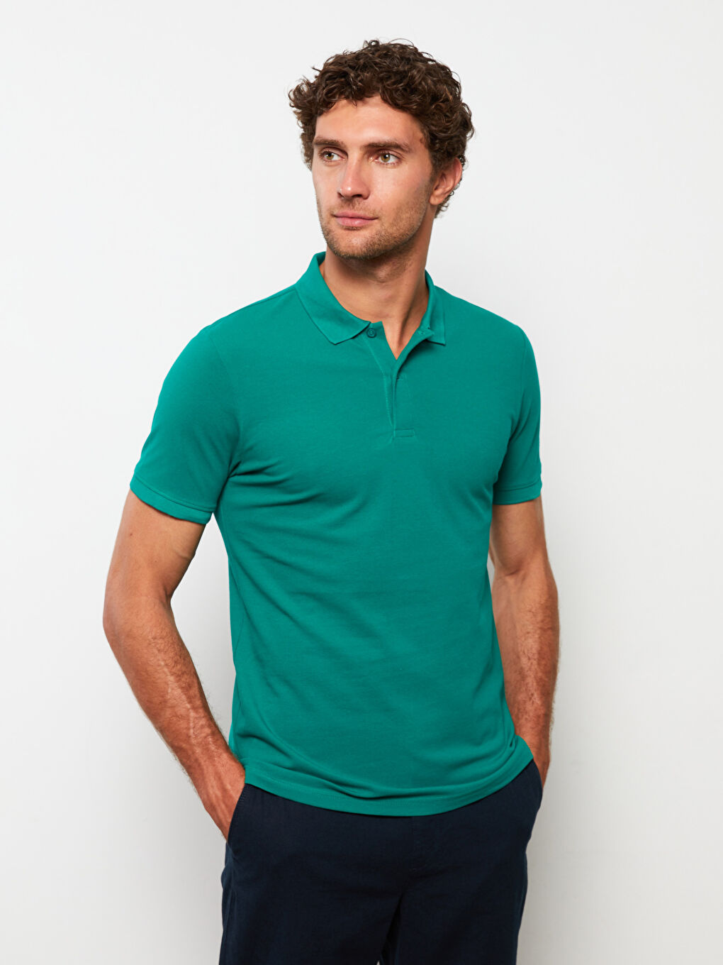 T-shirt Basique à Manches Courtes Col Polo en Piqué pour Hommes-4