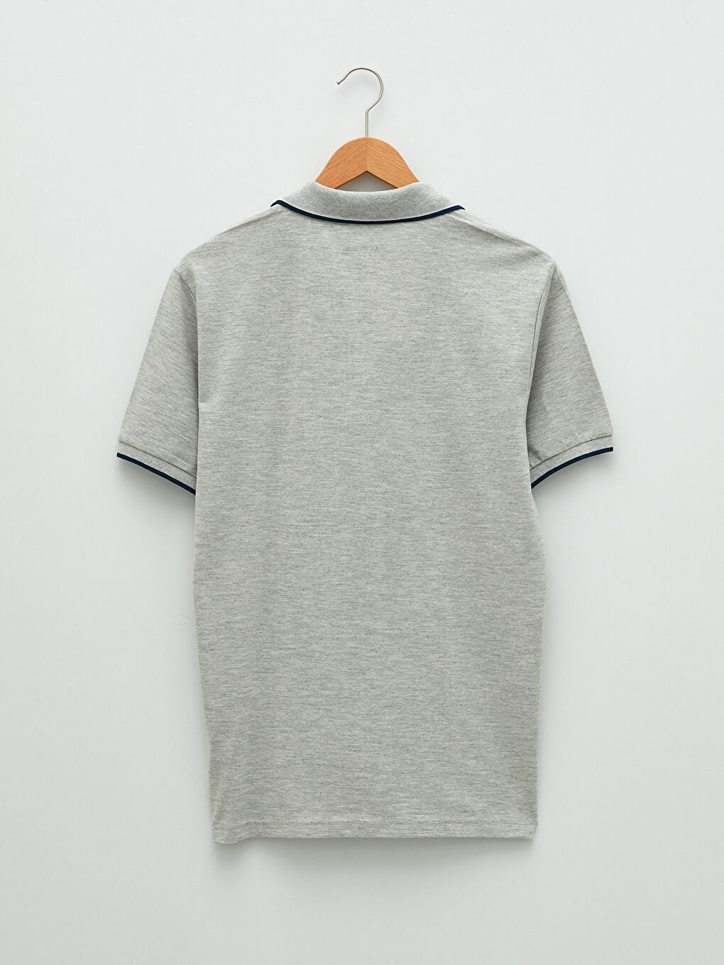 Gri Polo Yaka Kısa Kollu Pike Erkek Tişört-6