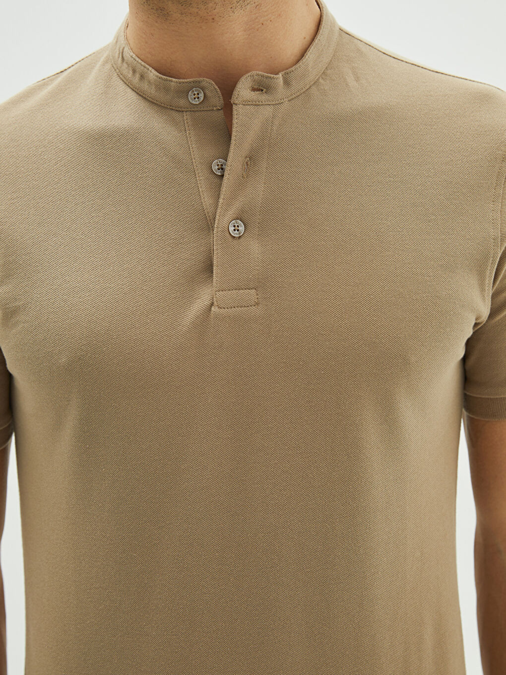 Grandad Collar Pique Men's T-Shirt-3