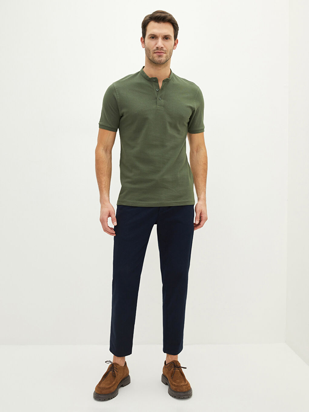 Yeşil Hakim Yaka Pike Erkek Tişört-2