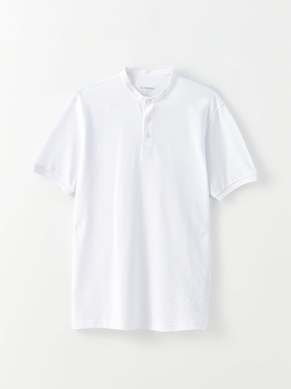 Beyaz Hakim Yaka Pike Erkek Tişört-5