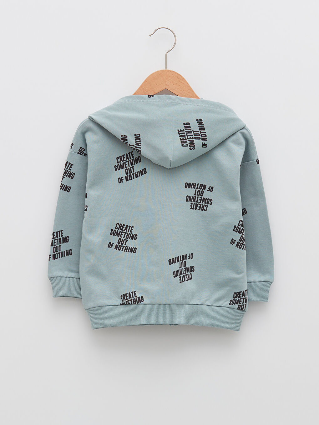 Yeşil Kapüşonlu Uzun Kollu Baskılı Erkek Bebek Fermuarlı Sweatshirt-1