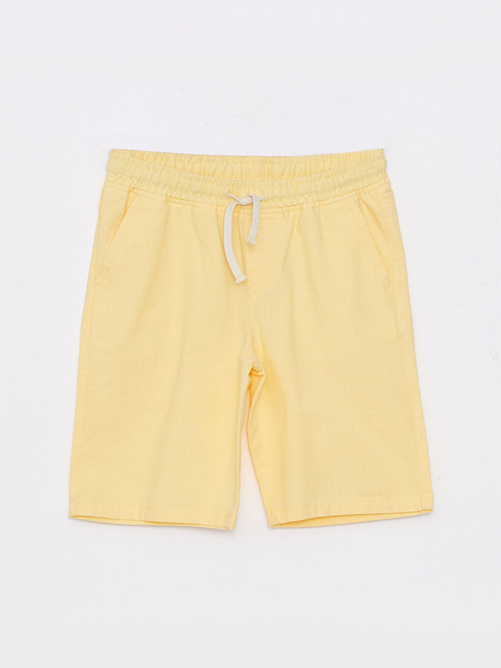 Sarı Beli Lastikli Basic Gabardin Erkek Çocuk Şort
