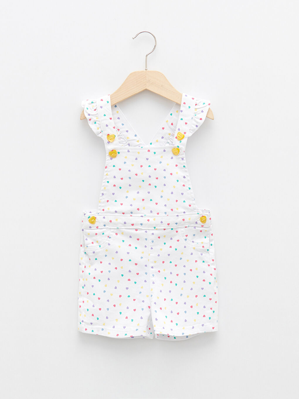 Salopette Bébé Fille à Bretelles Imprimée à Col Carré