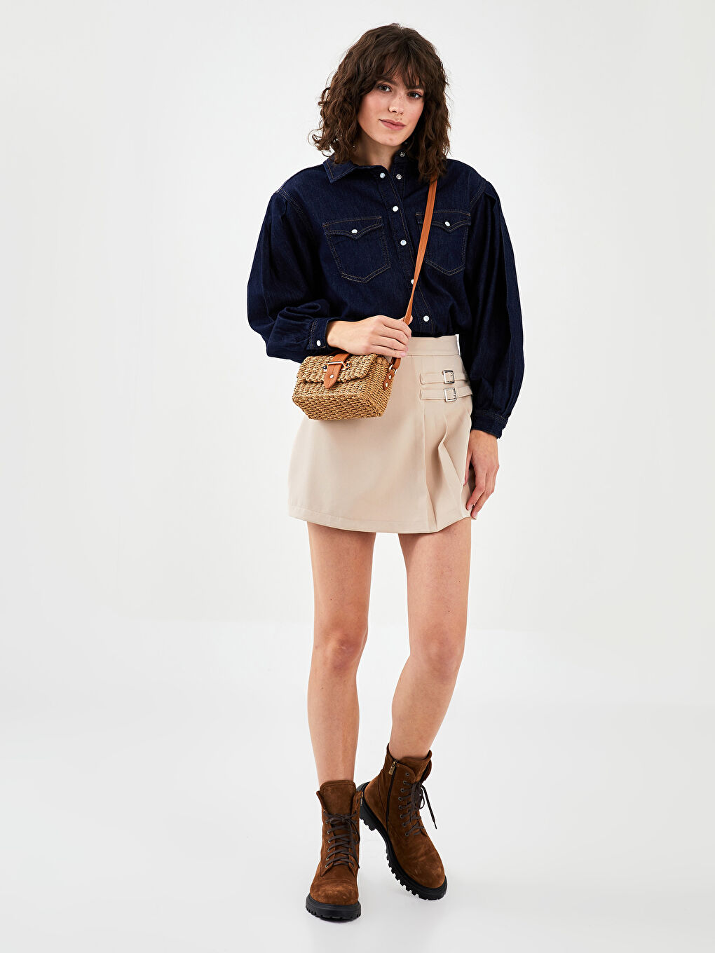 Kahverengi Hasır Kadın Çapraz Çanta-2