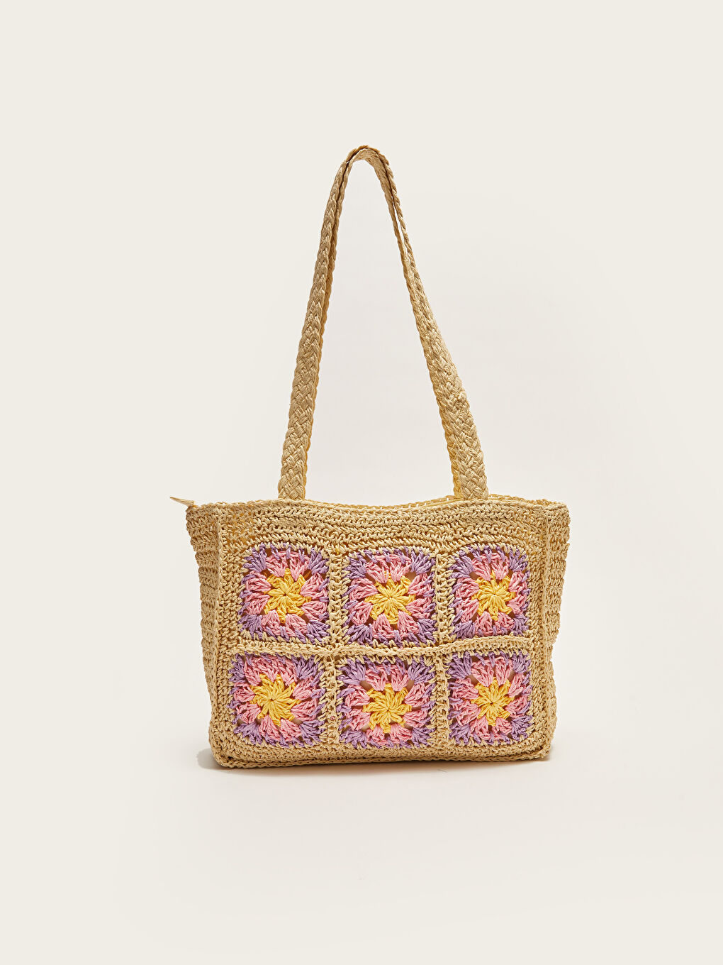 Self Patterned Straw Womens Beach Bag -S2AO47Z8-LQB