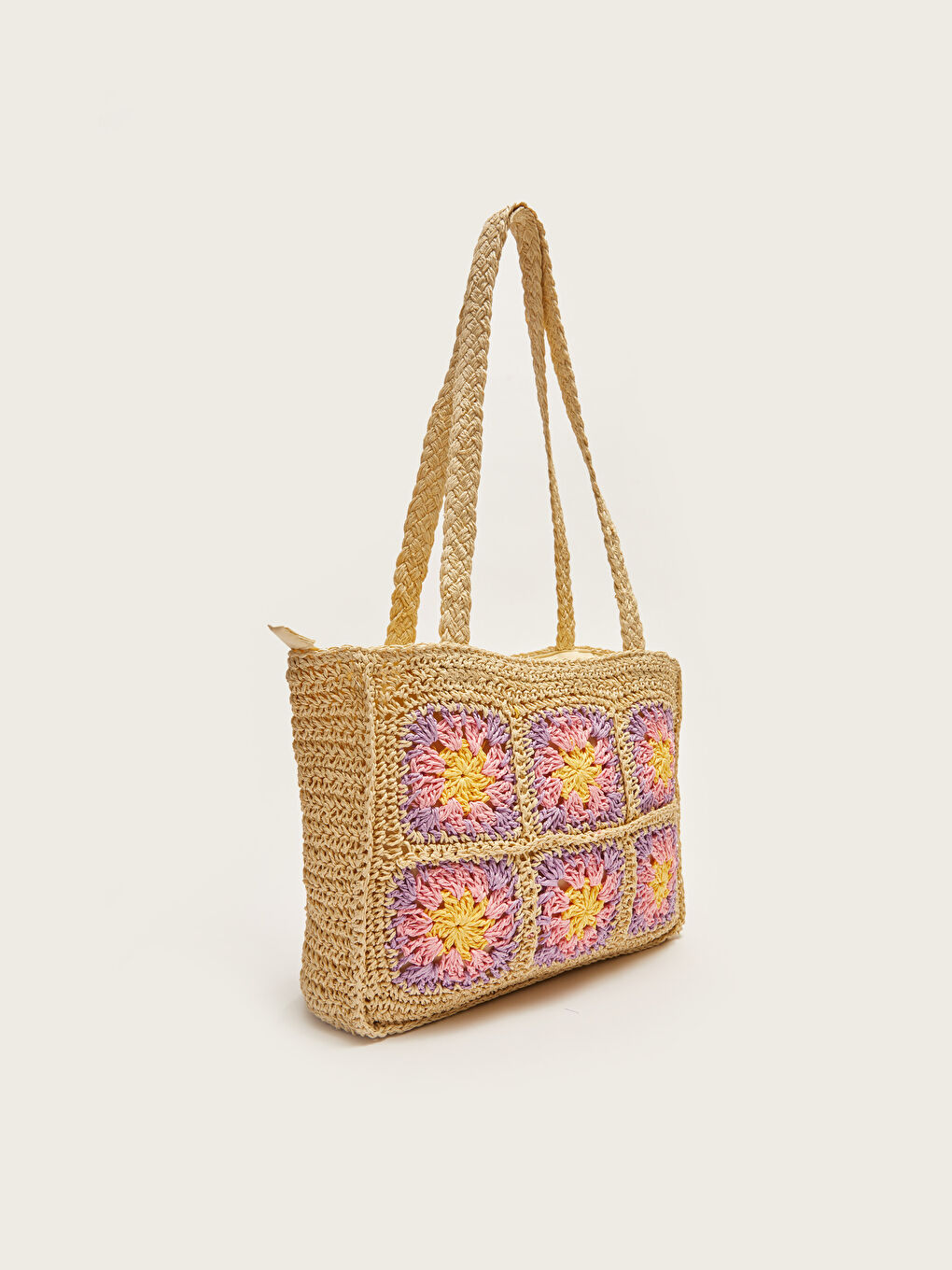 Self Patterned Straw Womens Beach Bag -S2AO47Z8-LQB