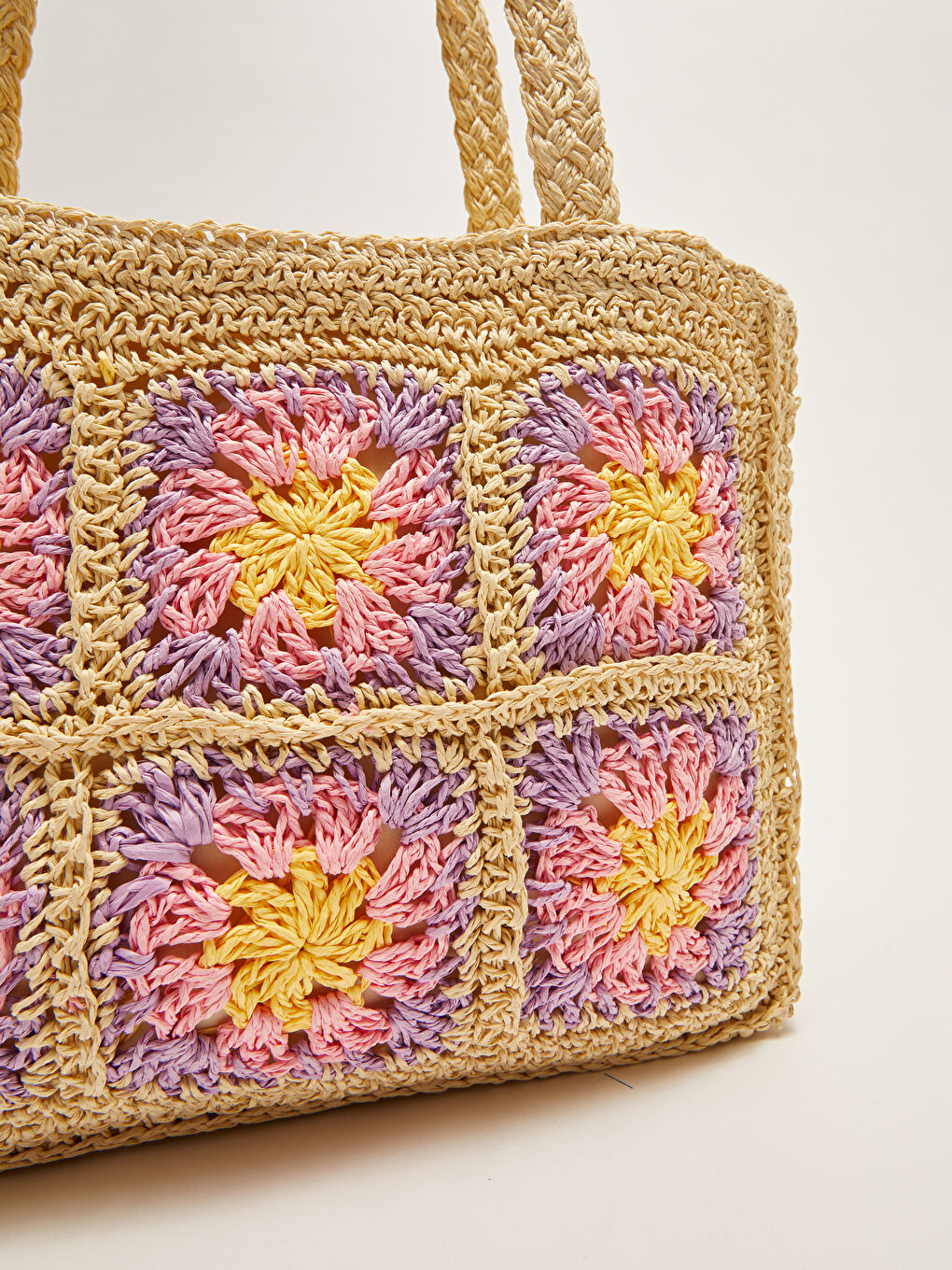 Self Patterned Straw Womens Beach Bag -S2AO47Z8-LQB
