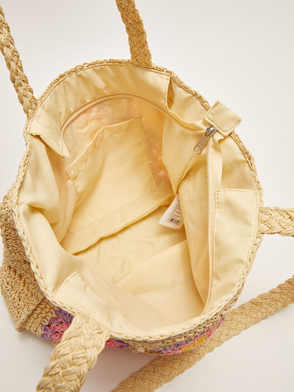 Self Patterned Straw Womens Beach Bag -S2AO47Z8-LQB