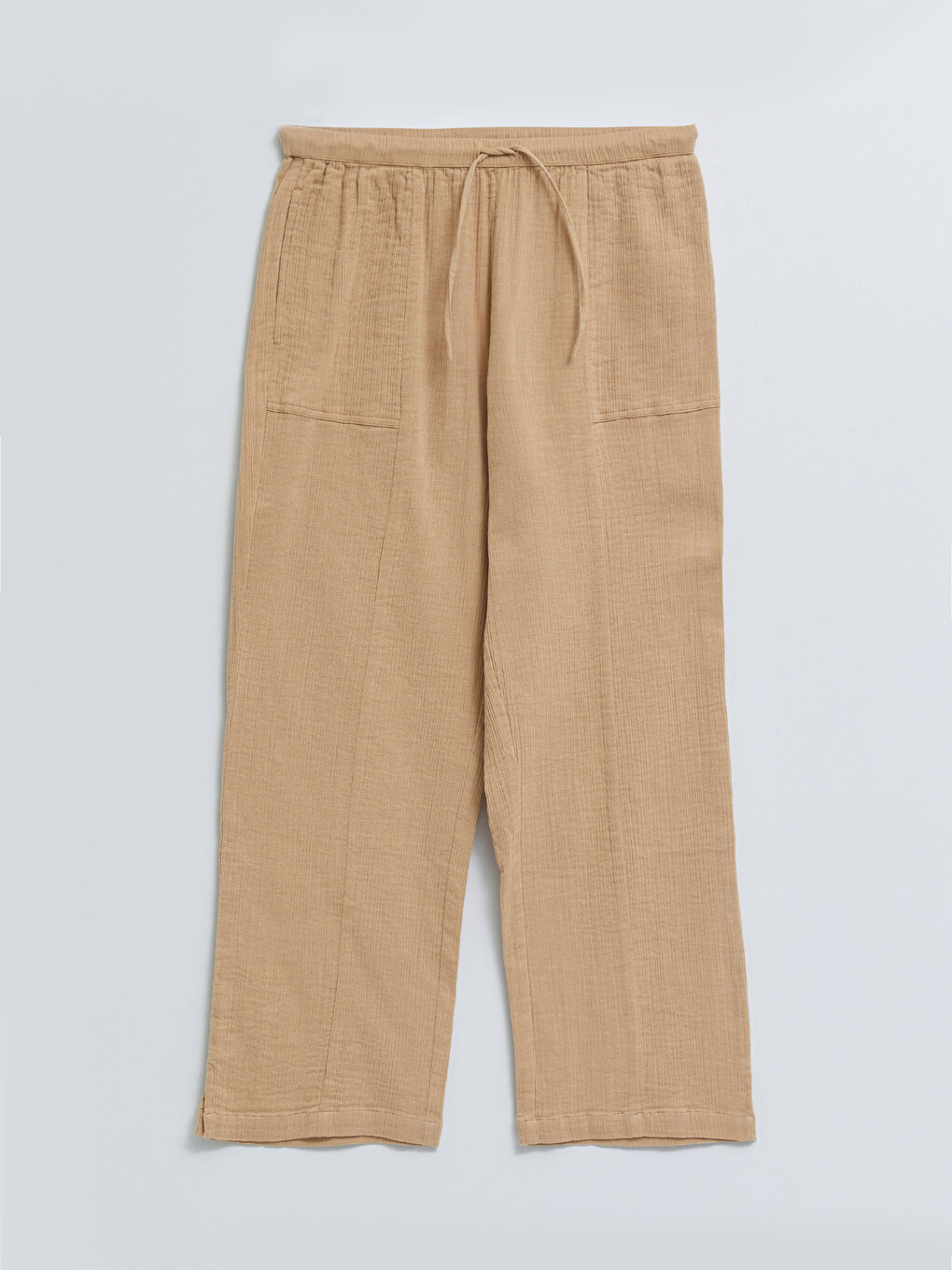 Elastic Waist Comfortable Fit Straight Pocket Women's Trousers Detailed-6