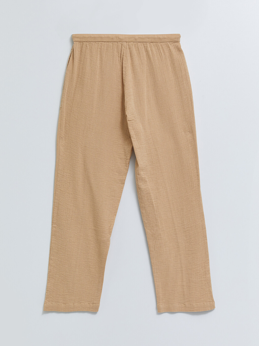 Elastic Waist Comfortable Fit Straight Pocket Women's Trousers Detailed-7