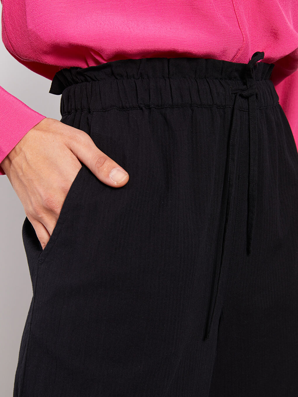 Elastic Waist Comfortable Fit Straight Wide Leg Women's Trousers -S2AO56Z8-CVL