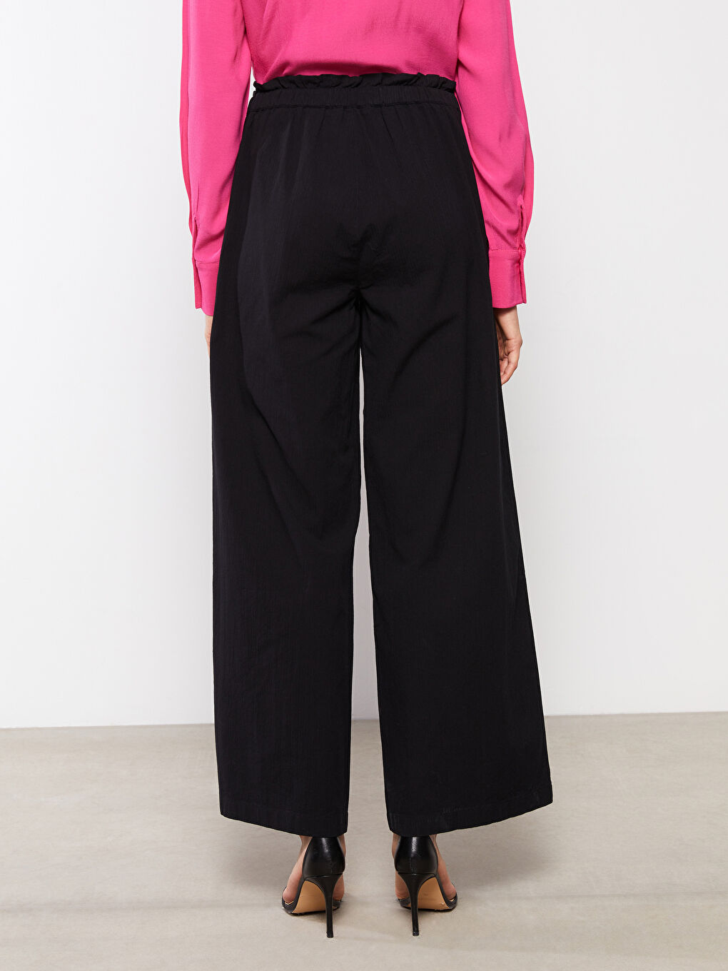 Elastic Waist Comfortable Fit Straight Wide Leg Women's Trousers -S2AO56Z8-CVL