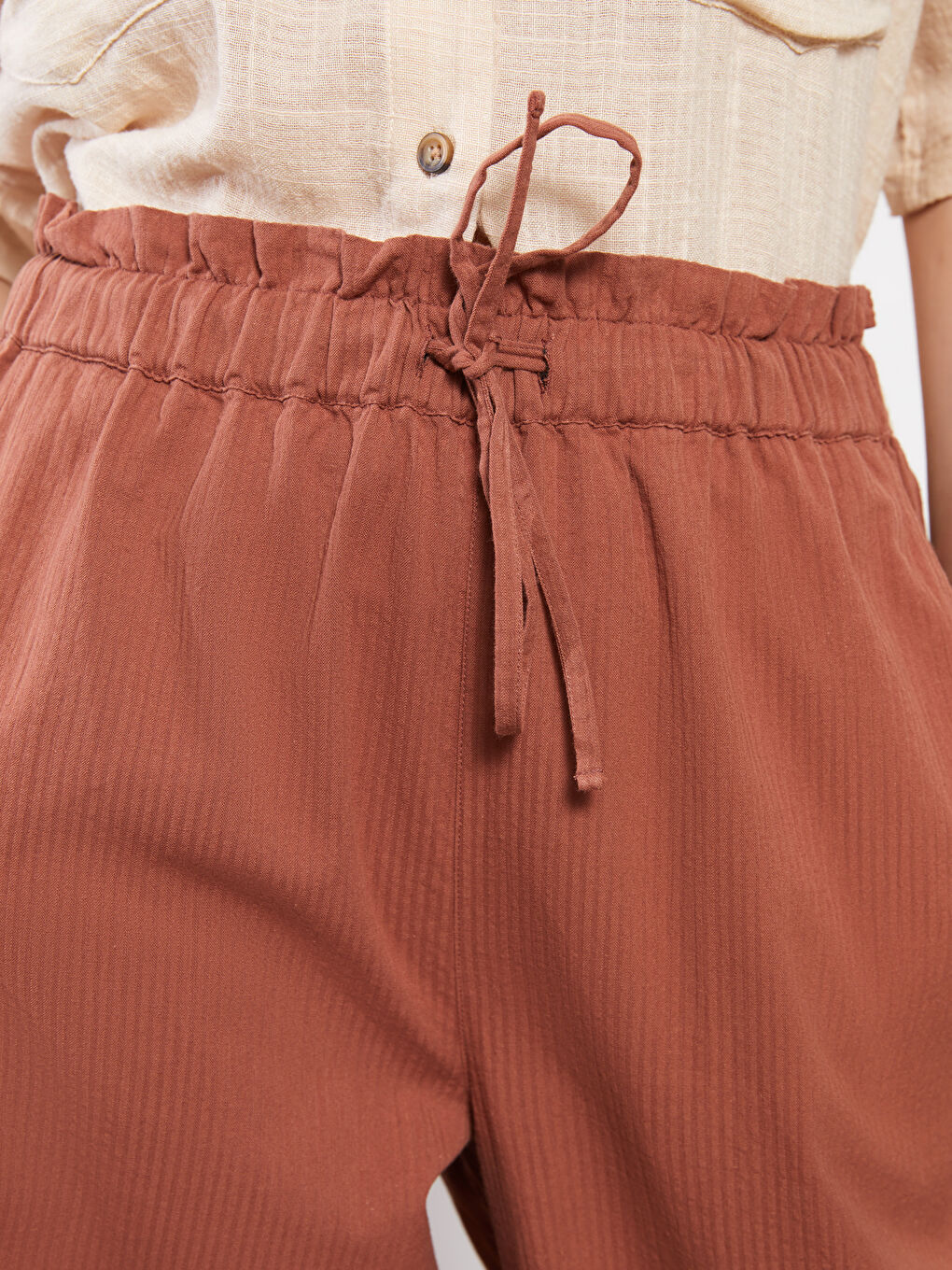 LCWAIKIKI Basic Elastic Waist Comfortable Fit Straight Wide Leg Women's Trousers -S2AO56Z8-H9G