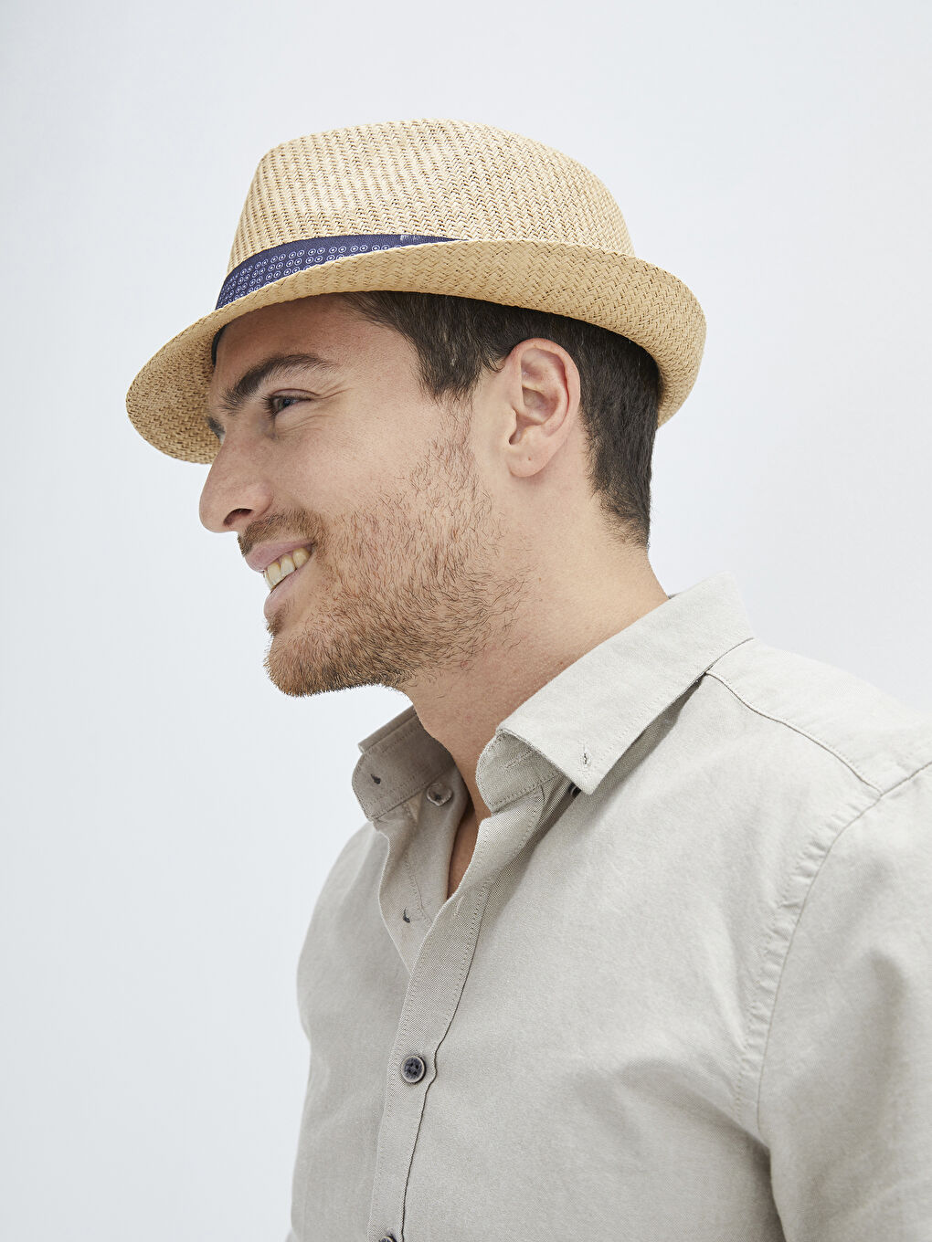 Piping Detailed Straw Men's Fedora Hat