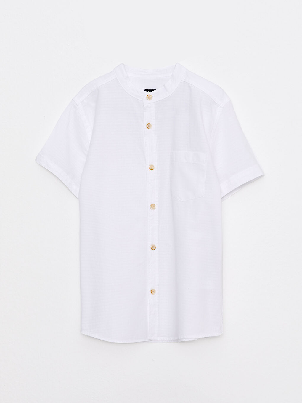 Beyaz Hakim Yaka Basic Kısa Kollu Erkek Çocuk Gömlek