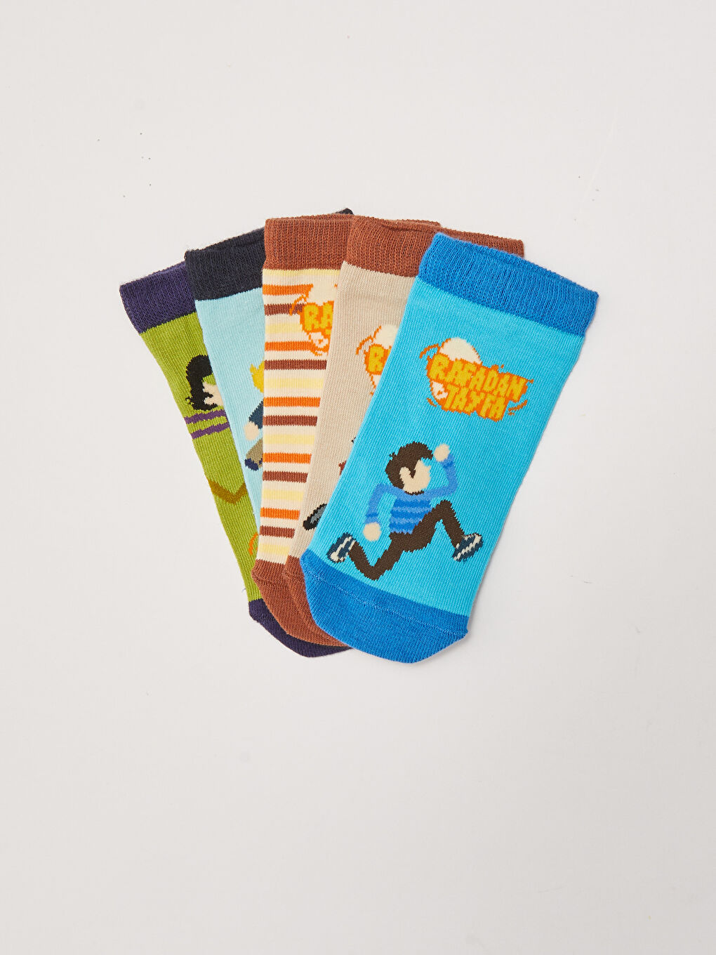 Karışık Rafadan Tayfa Desenli Erkek Çocuk Soket Çorap 5'li
