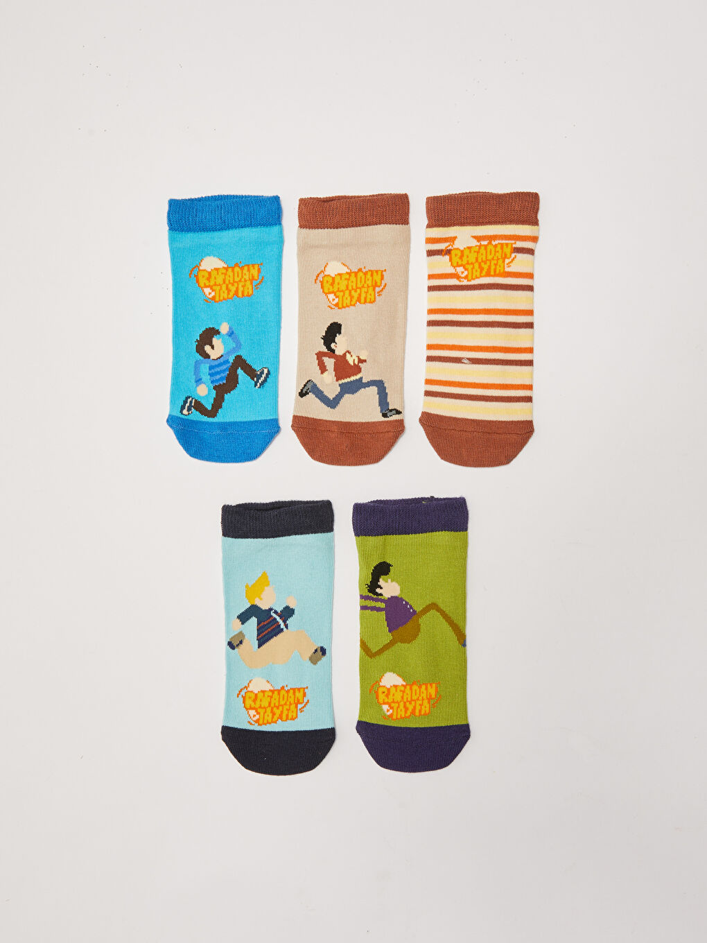 Karışık Rafadan Tayfa Desenli Erkek Çocuk Soket Çorap 5'li-1