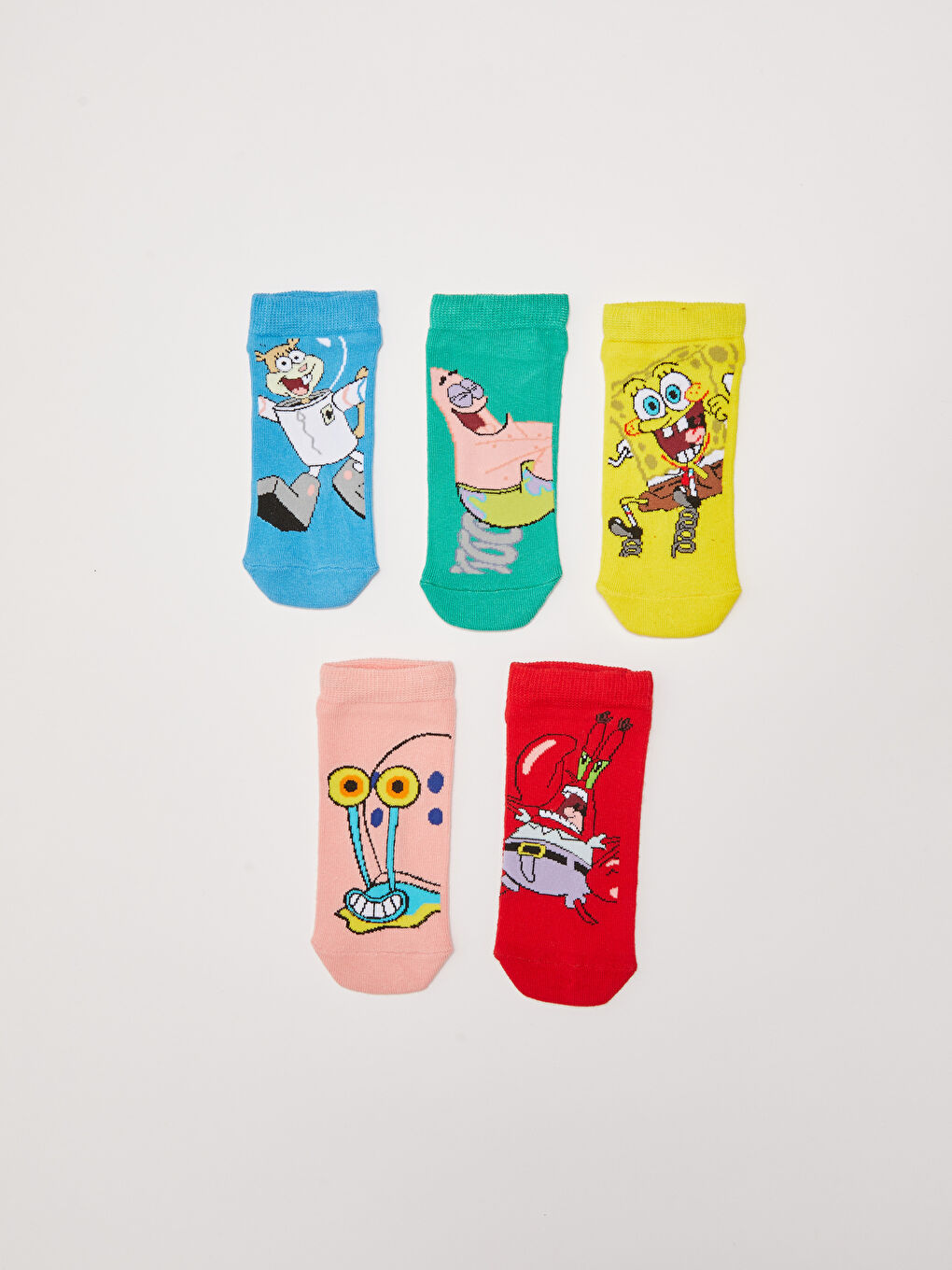Karışık Sünger Bob Desenli Erkek Çocuk Patik Çorap 5'li-1