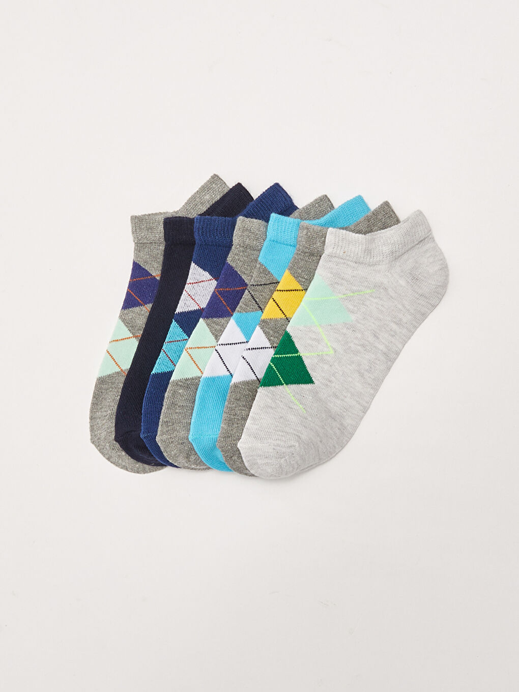 Diamond Patterned Boy's Booties Socks 7 Pieces