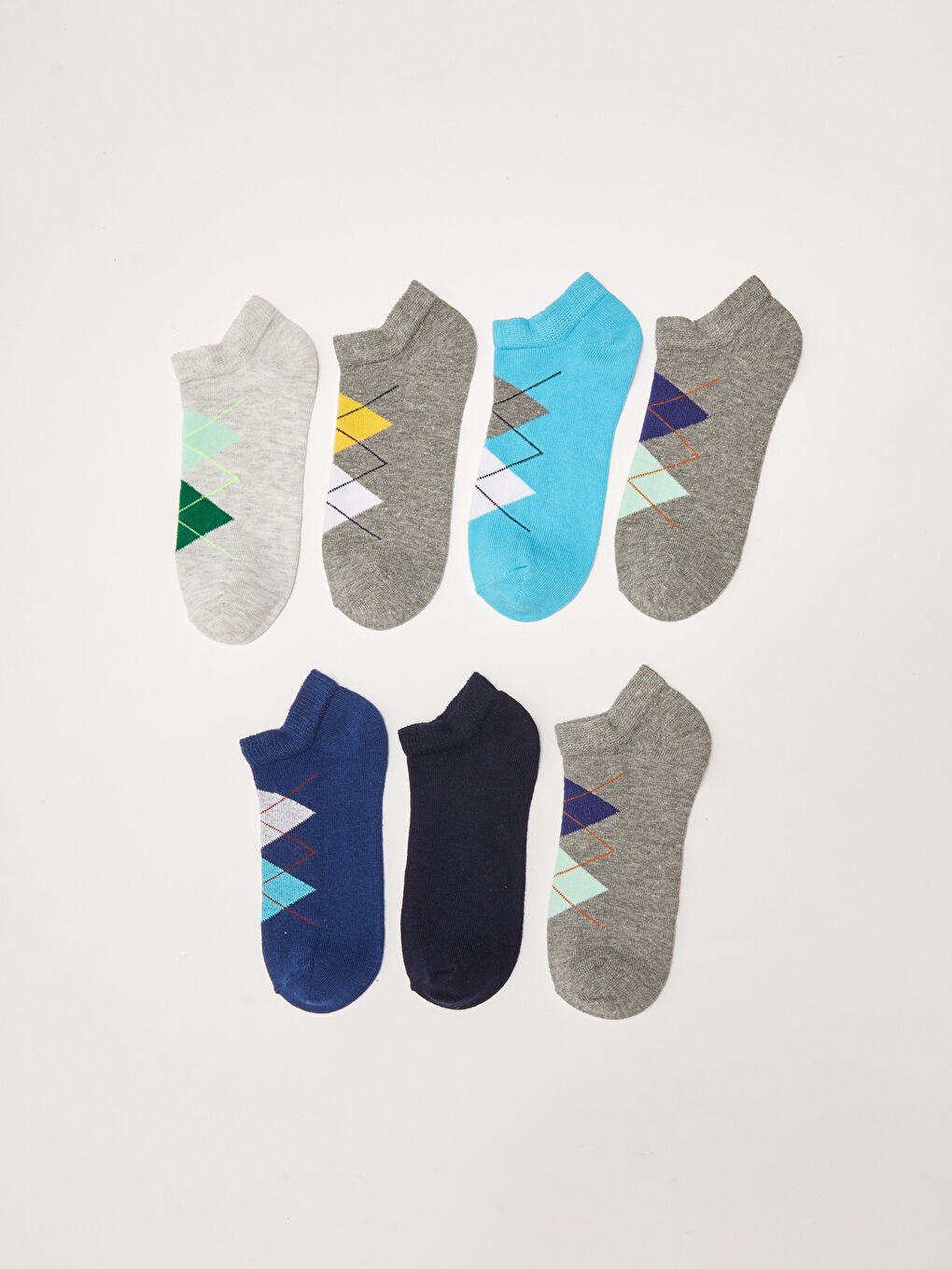 Diamond Patterned Boy's Booties Socks 7 Pieces-1