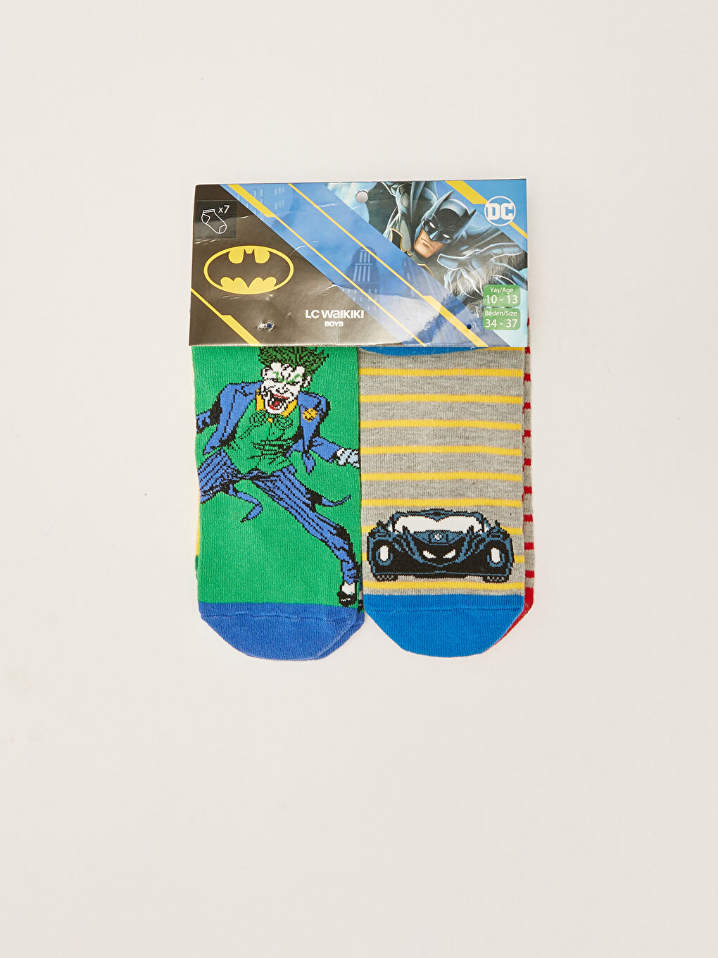 Karışık Batman Desenli Erkek Çocuk Patik Çorap 7'li