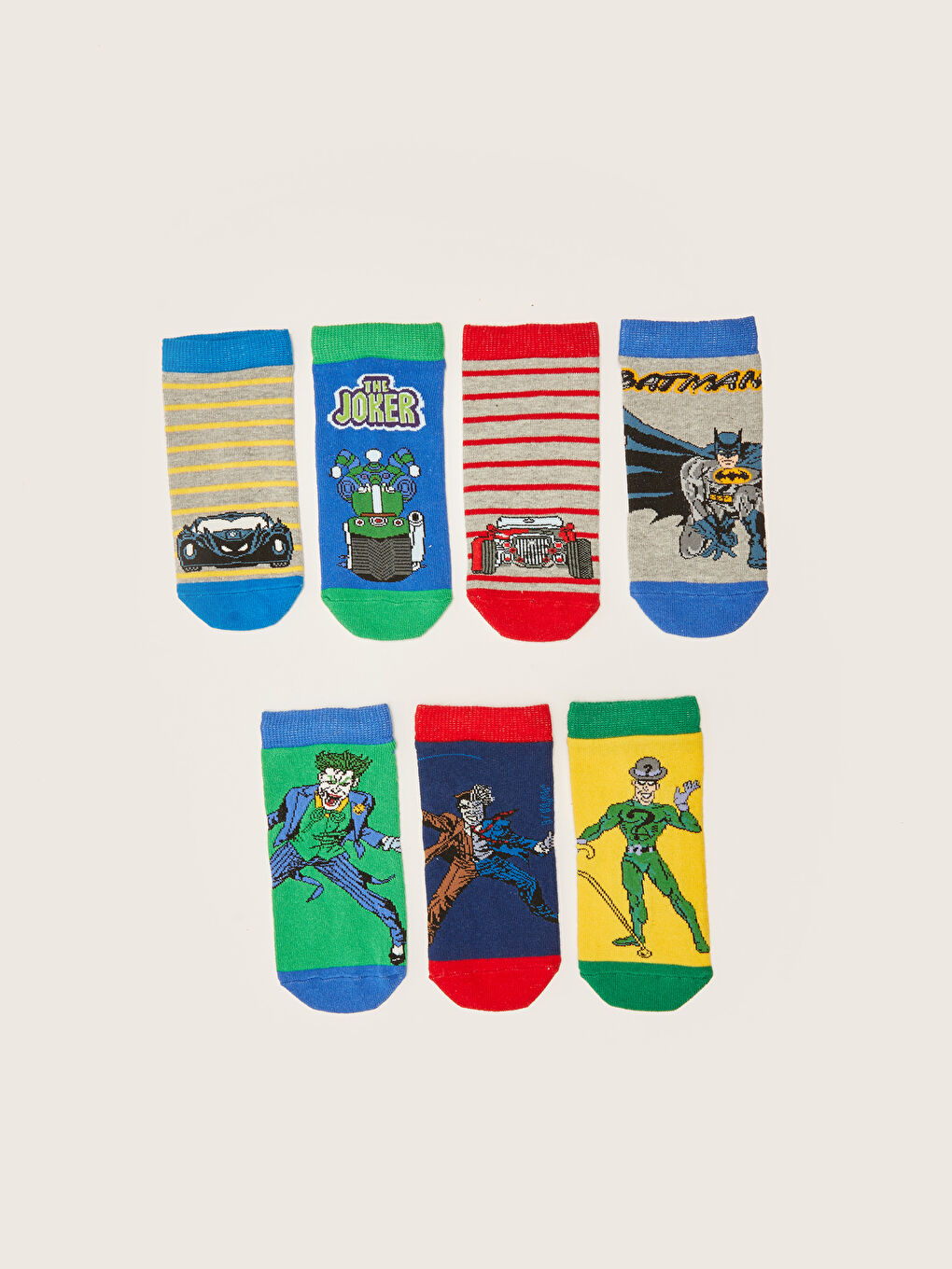 Karışık Batman Desenli Erkek Çocuk Patik Çorap 7'li-2