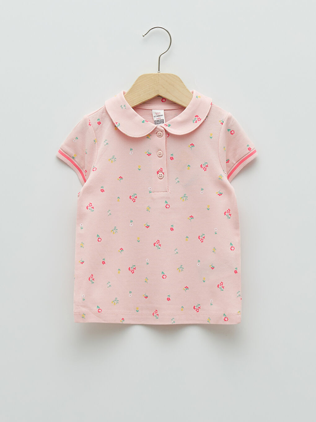 Polo Neck Short Sleeve Printed Baby Girl T-Shirt