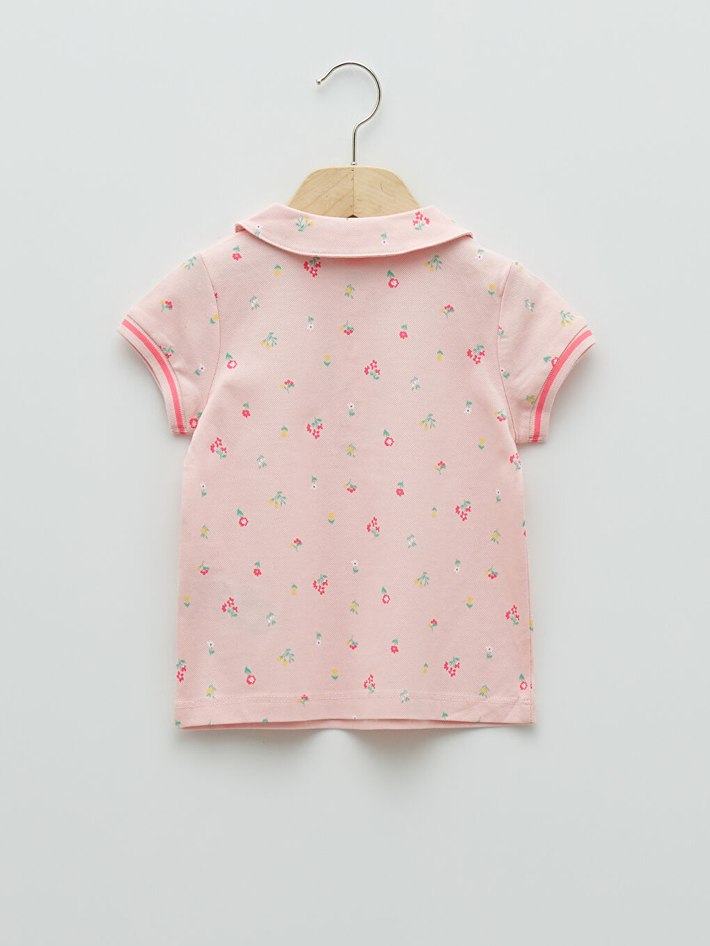 Polo Neck Short Sleeve Printed Baby Girl T-Shirt-1