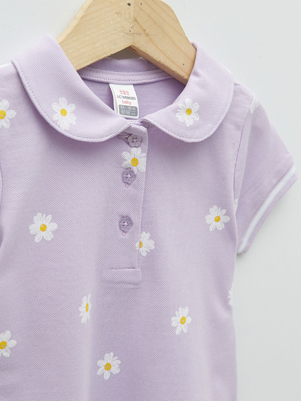 تيشيرت بناتي رضع مطبوع بأكمام قصيرة وياقة بولو-2