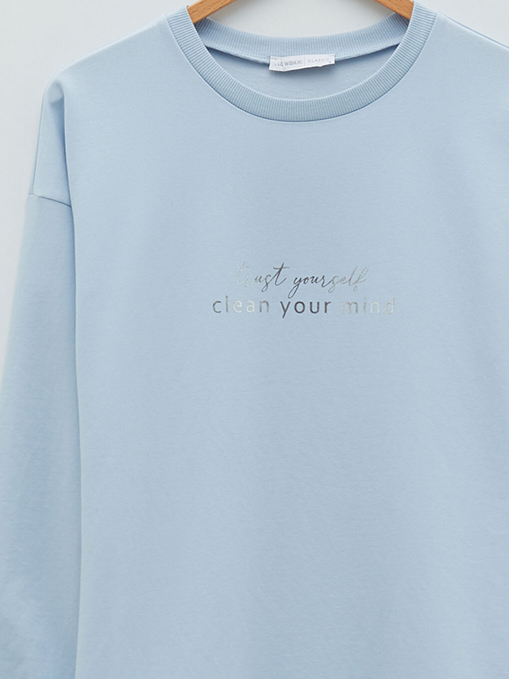 Mavi Bisiklet Yaka Yazı Baskılı Uzun Kollu Kadın Sweatshirt Tunik-7