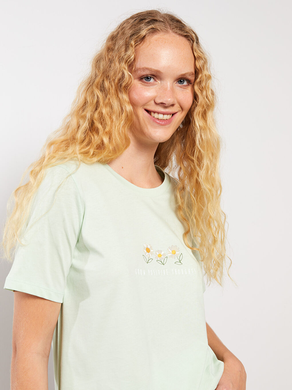 Crew Neck Printed Short Sleeve Cotton Women's T-shirt