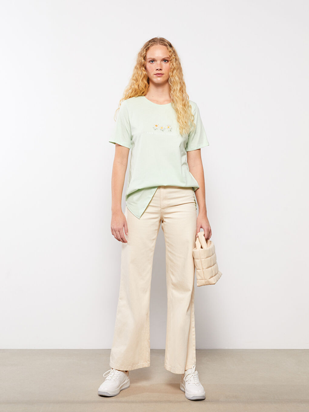 Crew Neck Printed Short Sleeve Cotton Women's T-shirt-2