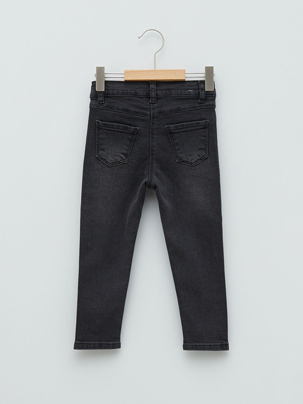 Gri Beli Lastikli Basic Pamuklu Kız Bebek Jean Pantolon-1