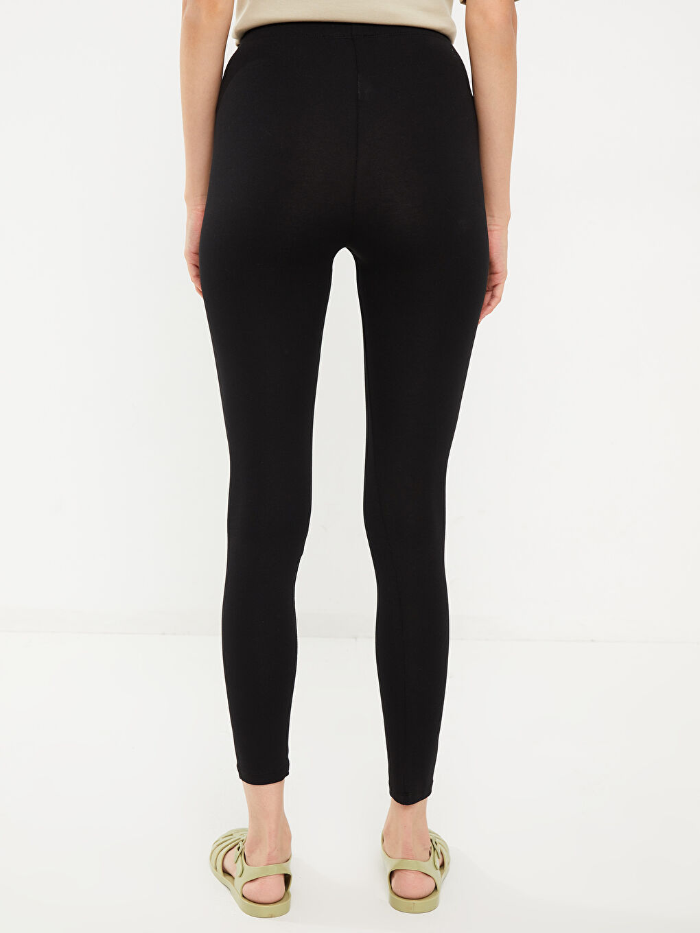 سراويل ضيقة قطنية عادية بخصر مطاطي للنساء-3