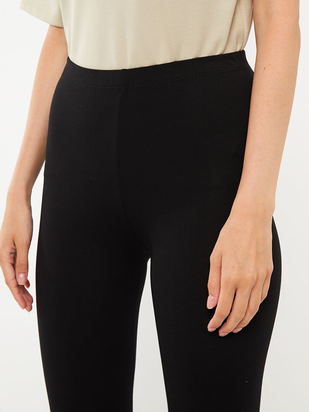 سراويل ضيقة قطنية عادية بخصر مطاطي للنساء-4