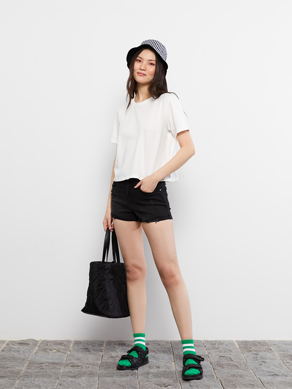 Crew Neck Straight Short Sleeve Cotton Women's T-shirt