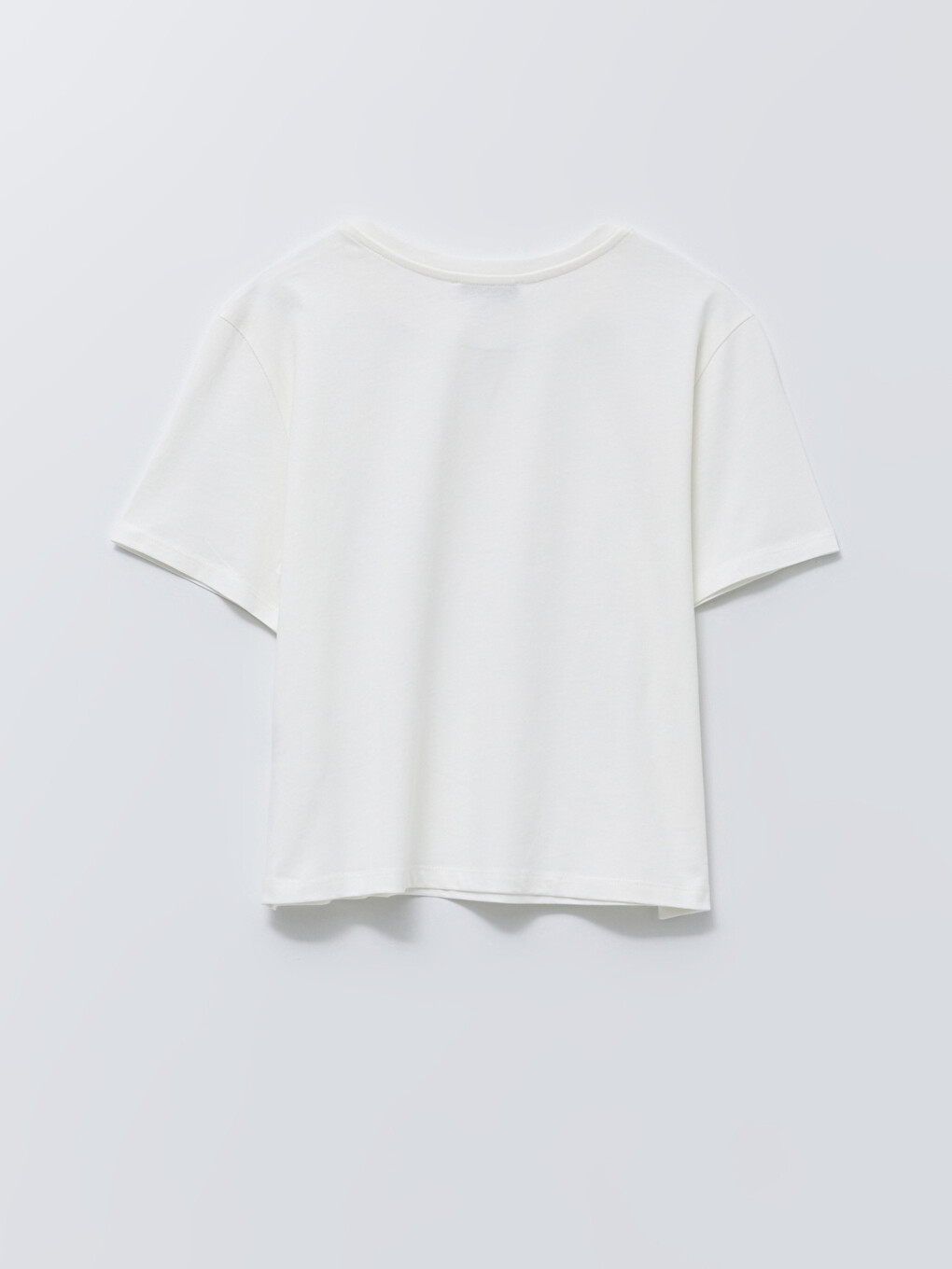 Crew Neck Straight Short Sleeve Cotton Women's T-shirt-6