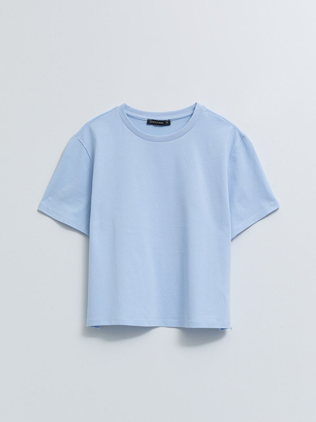 T-shirt en coton à manches courtes droites avec col rond pour Femmes