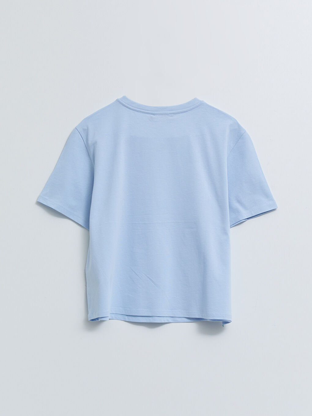 T-shirt en coton à manches courtes droites avec col rond pour Femmes-1