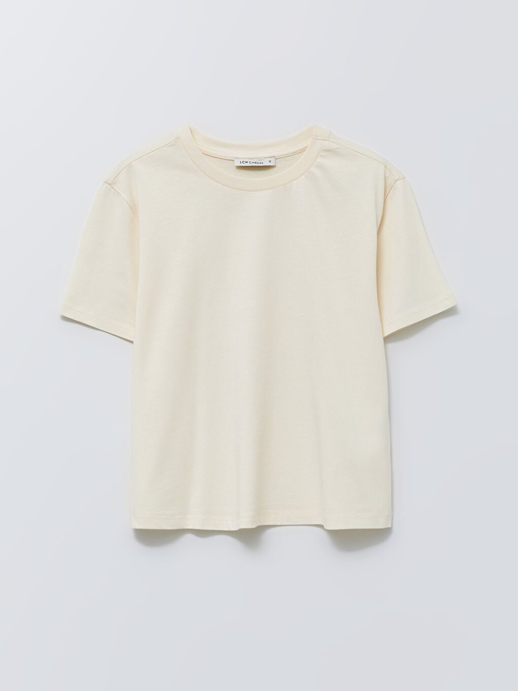 T-shirt en coton à manches courtes droites avec col rond pour Femmes-5