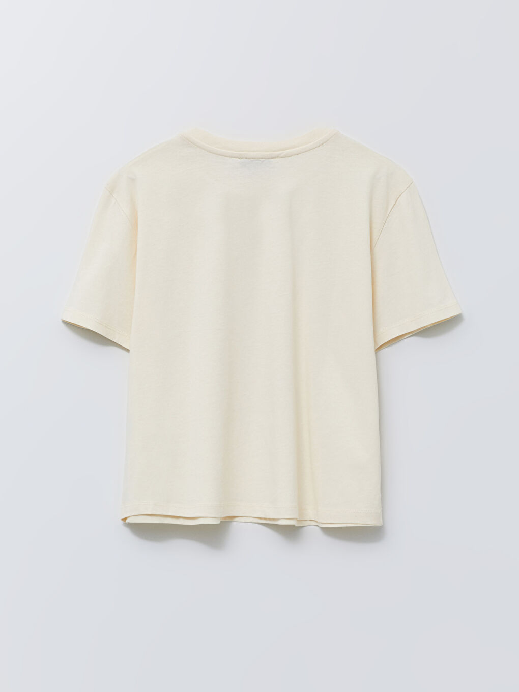 T-shirt en coton à manches courtes droites avec col rond pour Femmes-6